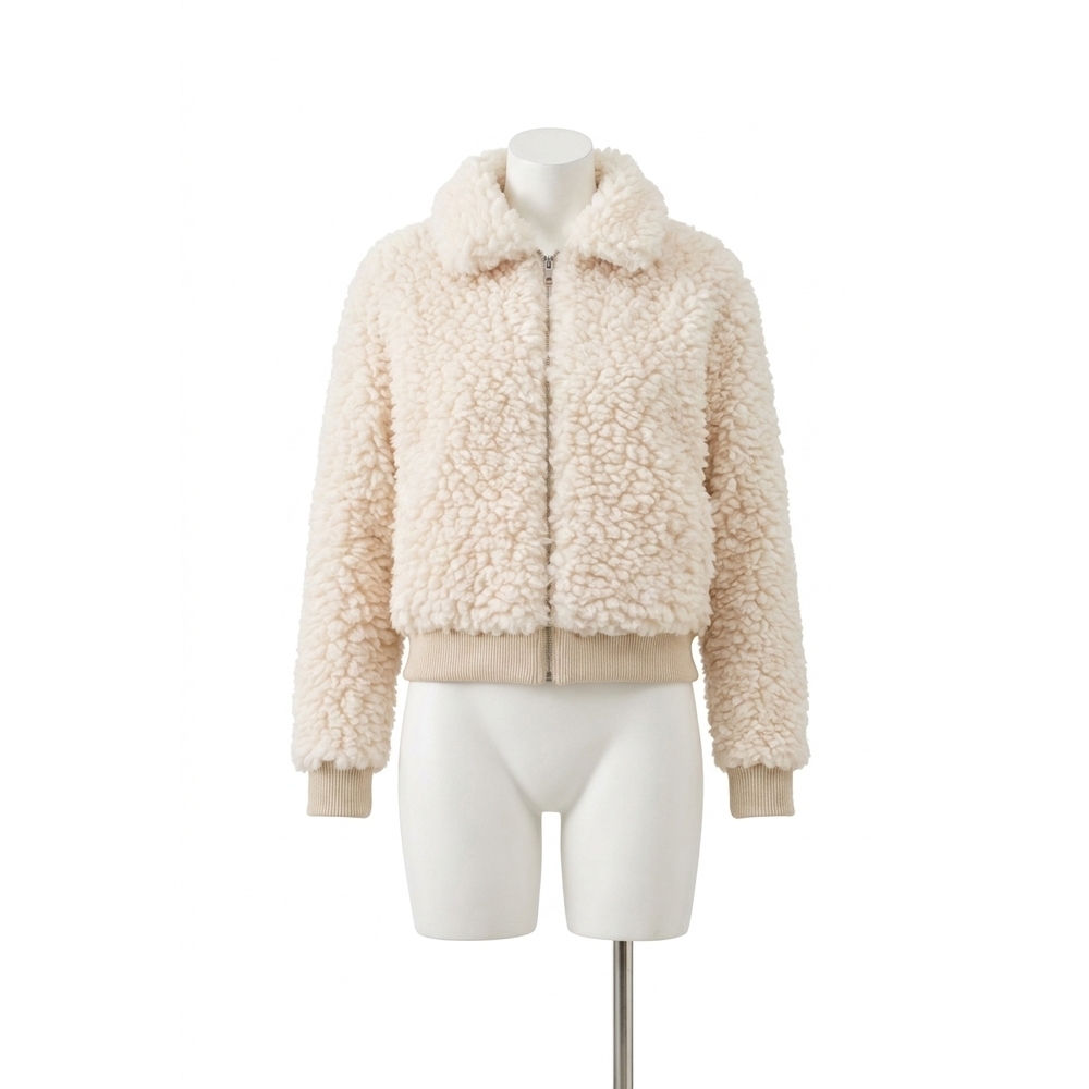 NEW ELAN sherpa bomber jacket in vanilla